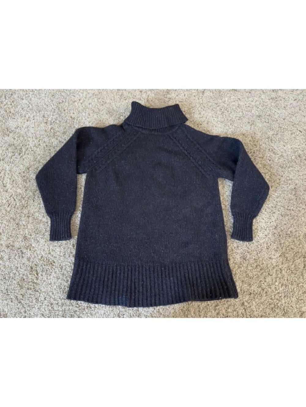 VTG GAP Black Turtleneck Sweater Wool Silk Blend MEDIUM Chunky Preppy Y2k READ